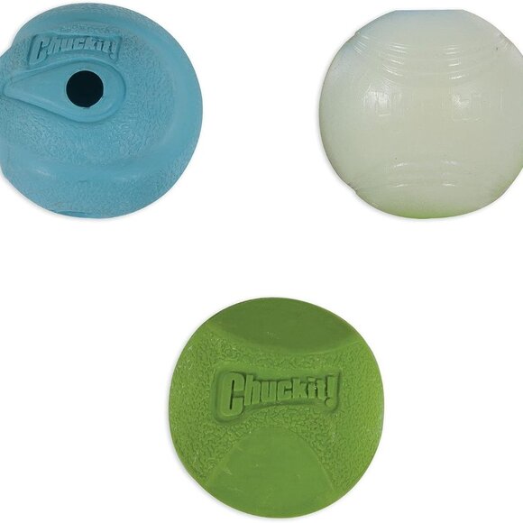 Dog Toys: 3 ChuckIt Fetch Medley Bounce Balls, Small - Picture 2 of 2